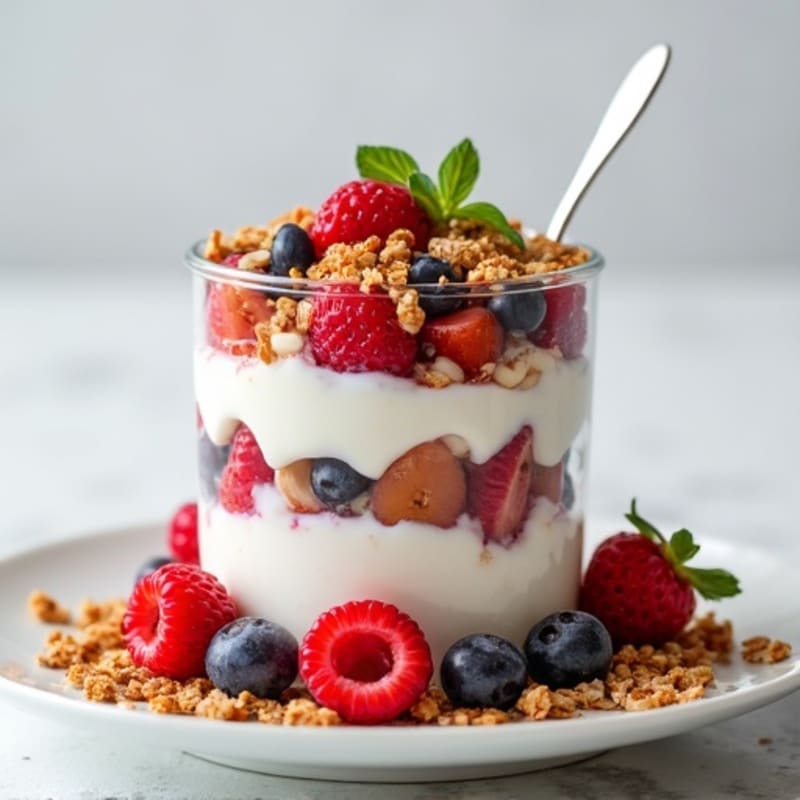 Creamy Greek Yogurt Protein Parfait with Berries and Almonds