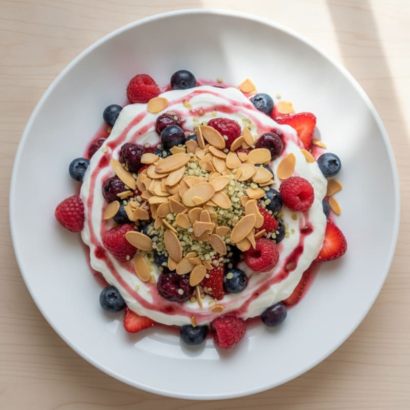Greek Yogurt Protein Parfait with Mixed Berries