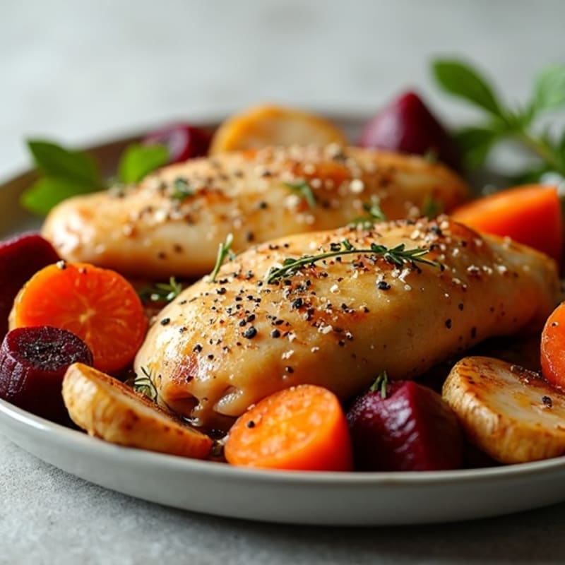 Sheet Pan Herb-Roasted Chicken and Crispy Root Vegetables