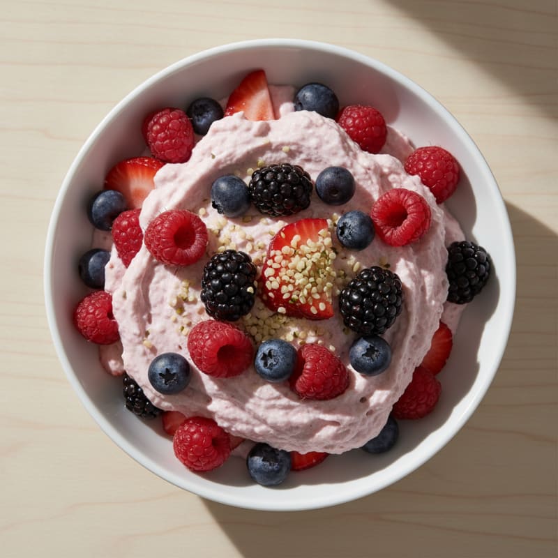 Silky Greek Yogurt Protein Mousse with Mixed Berries