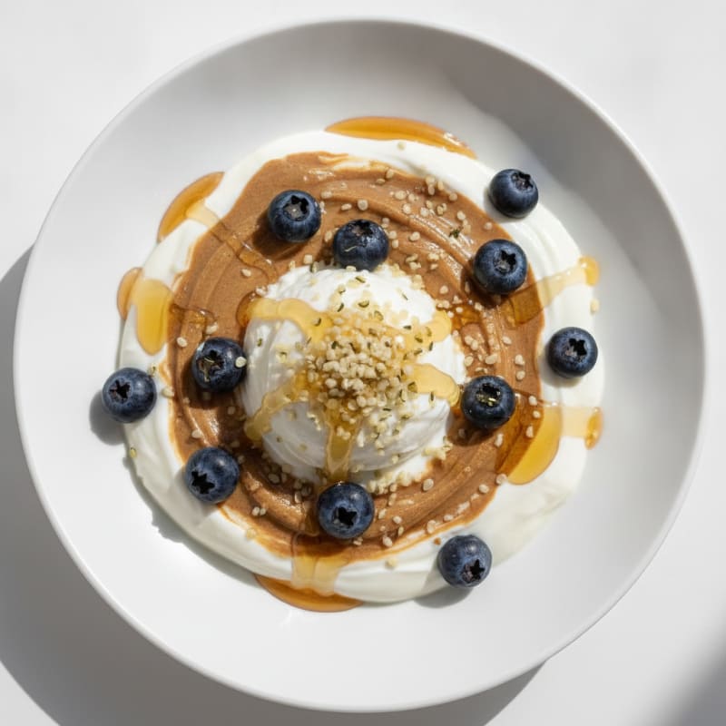 Silky Greek Yogurt Bowl with Almond Butter and Hemp Seeds