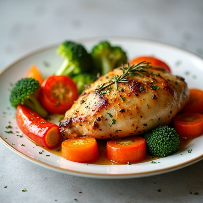 Herb-Roasted Chicken with Lemon Garlic Roasted Vegetables
