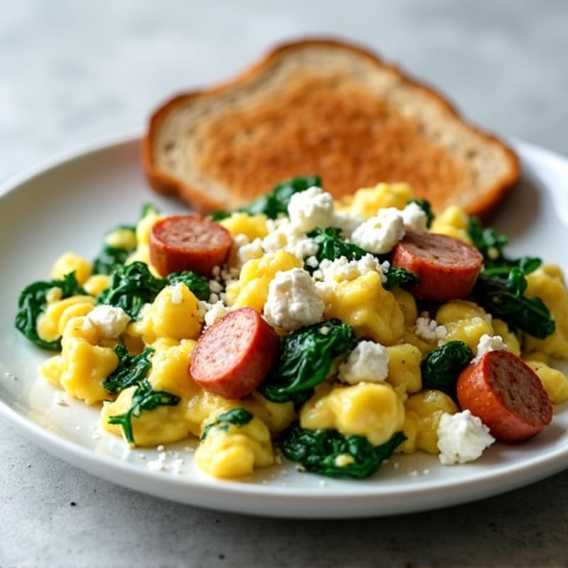 Egg White and Turkey Sausage Scramble with Spinach