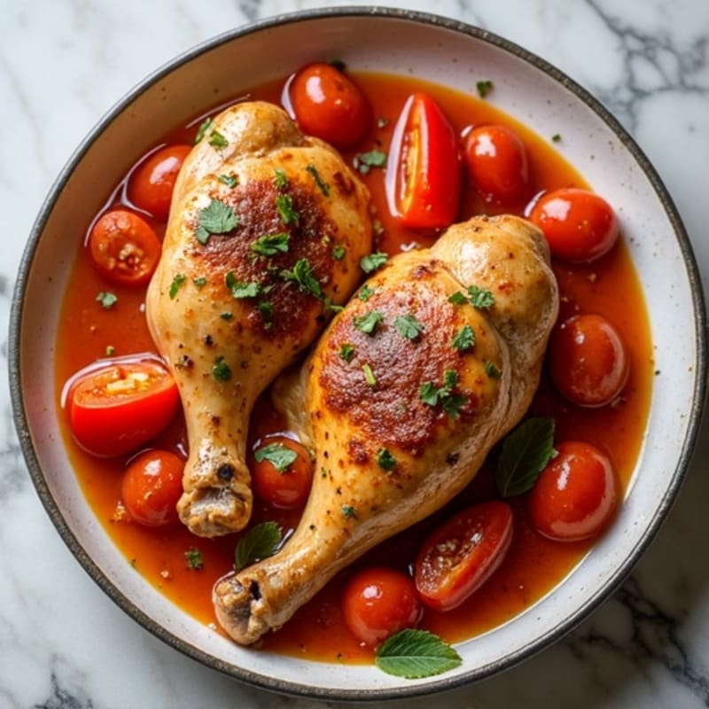 Herb-Braised Chicken with Bell Peppers and Crushed Tomatoes