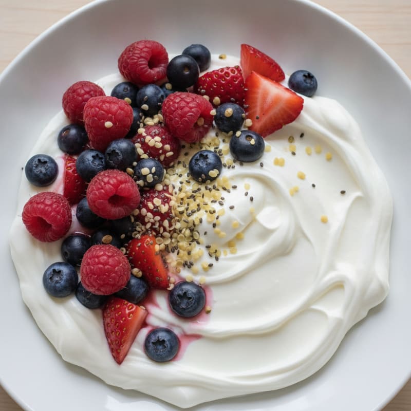 Creamy Greek Yogurt Protein Pudding with Mixed Berries