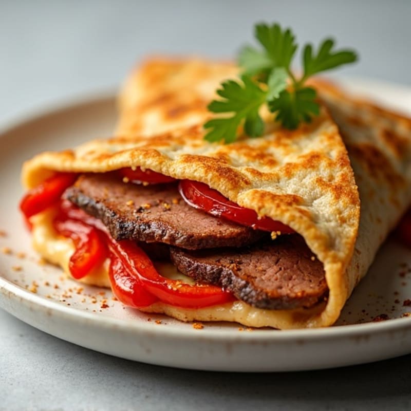 Spicy Lime Steak Quesadilla with Bell Peppers