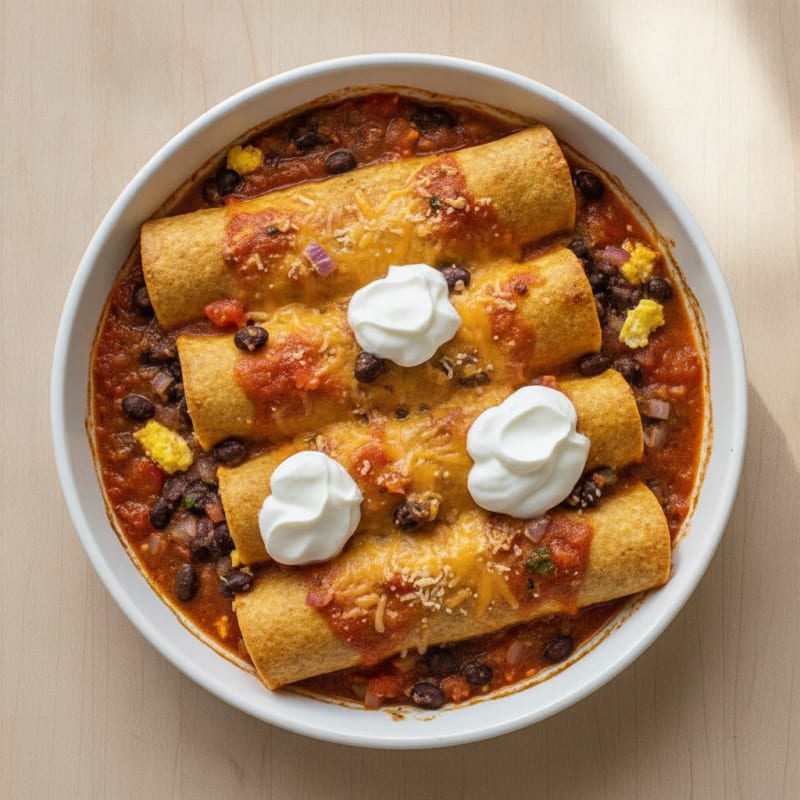 Black Bean Vegetarian Enchiladas with Ranchero Sauce