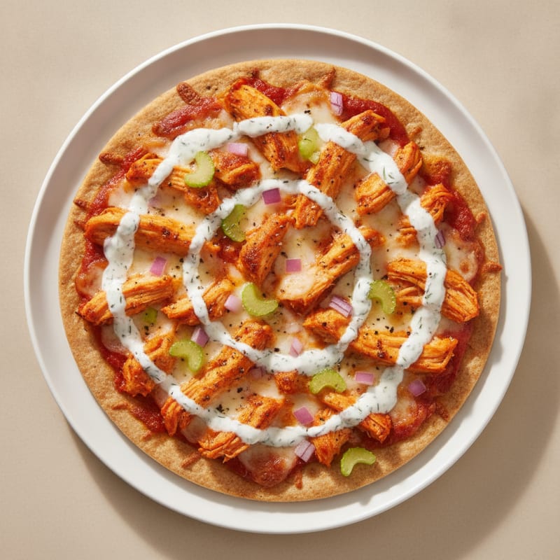 Buffalo Chicken Pizza with Ranch Drizzle