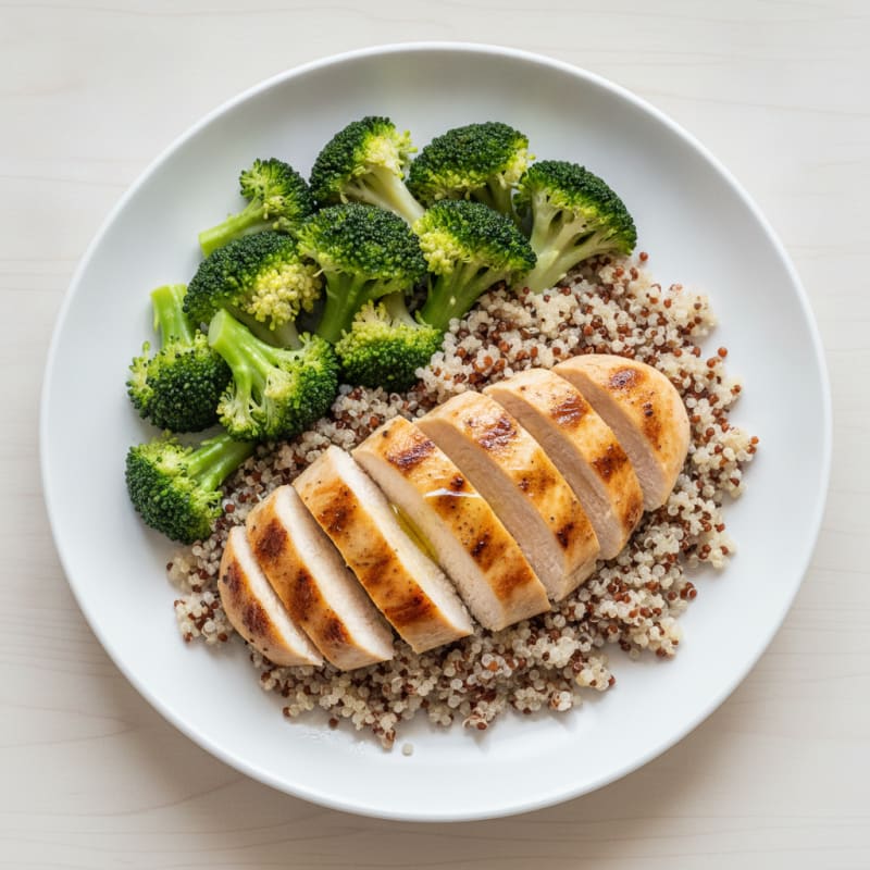 Grilled Chicken Breast with Quinoa and Steamed Broccoli