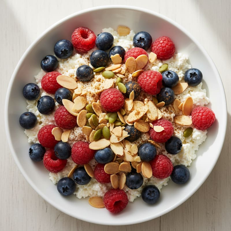 Cottage Cheese Berry Bowl with Sliced Almonds