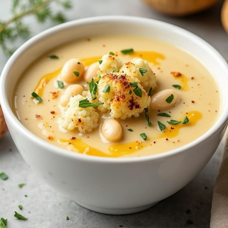 Creamy Roasted Garlic Cauliflower Potato Soup