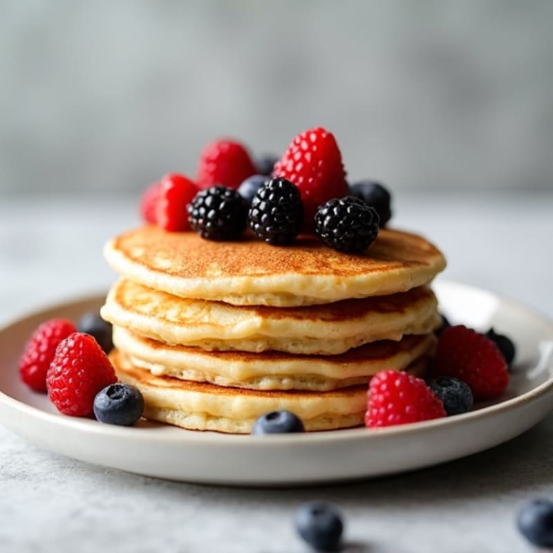 Fluffy Protein Pancakes with Fresh Berries