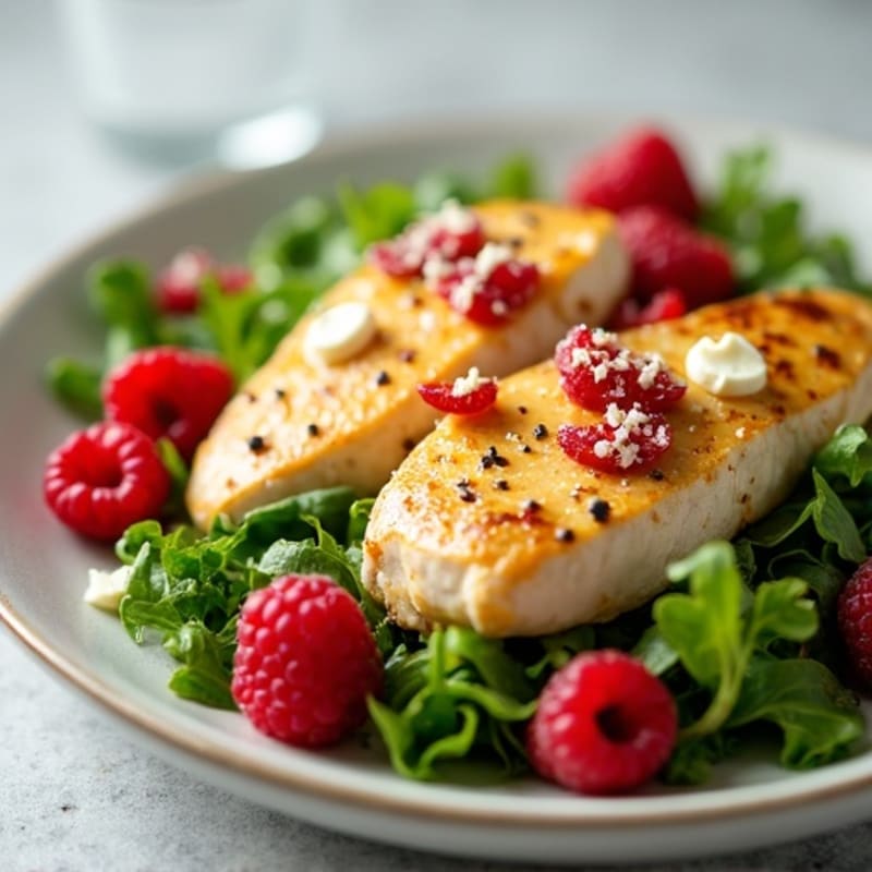 Creamy Lemon Garlic Chicken with Fresh Raspberry Vinaigrette