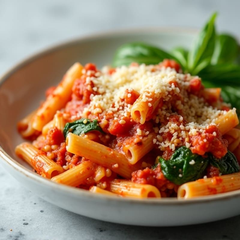 Baked Ziti with Lean Ground Turkey and Spinach