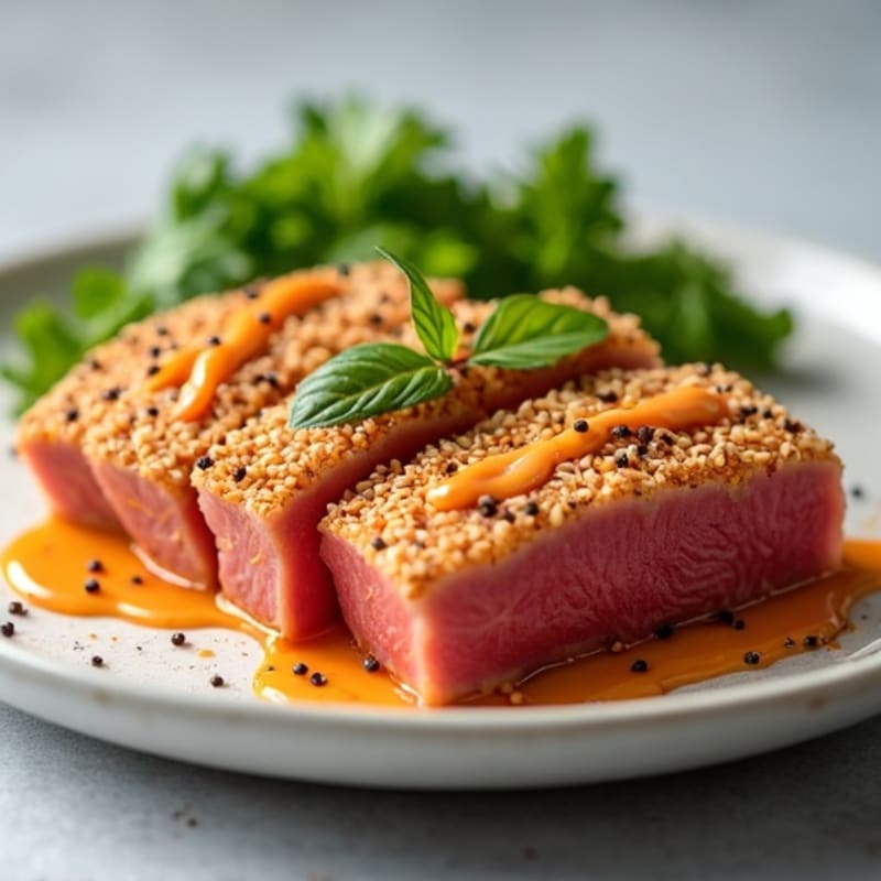 Sesame-Crusted Seared Tuna with Spicy Mayo