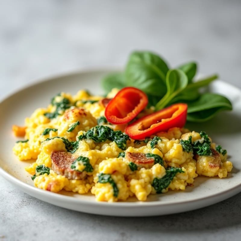 Egg White Scramble with Spinach and Turkey Sausage