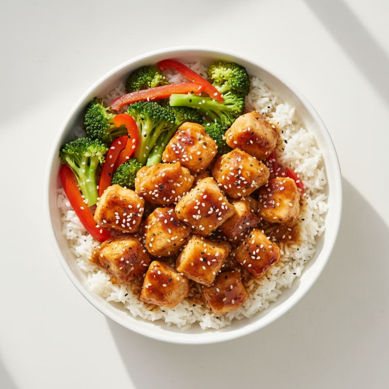 Crispy Honey-Garlic Chicken Bowls