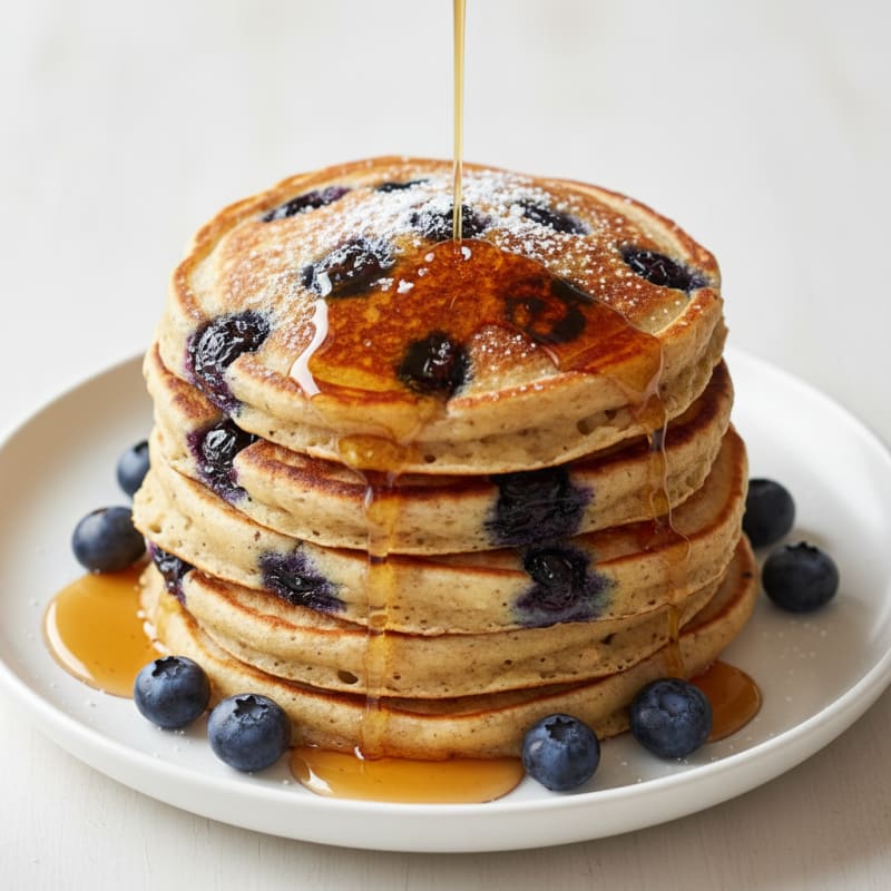 Blueberry Pancakes with Maple Syrup