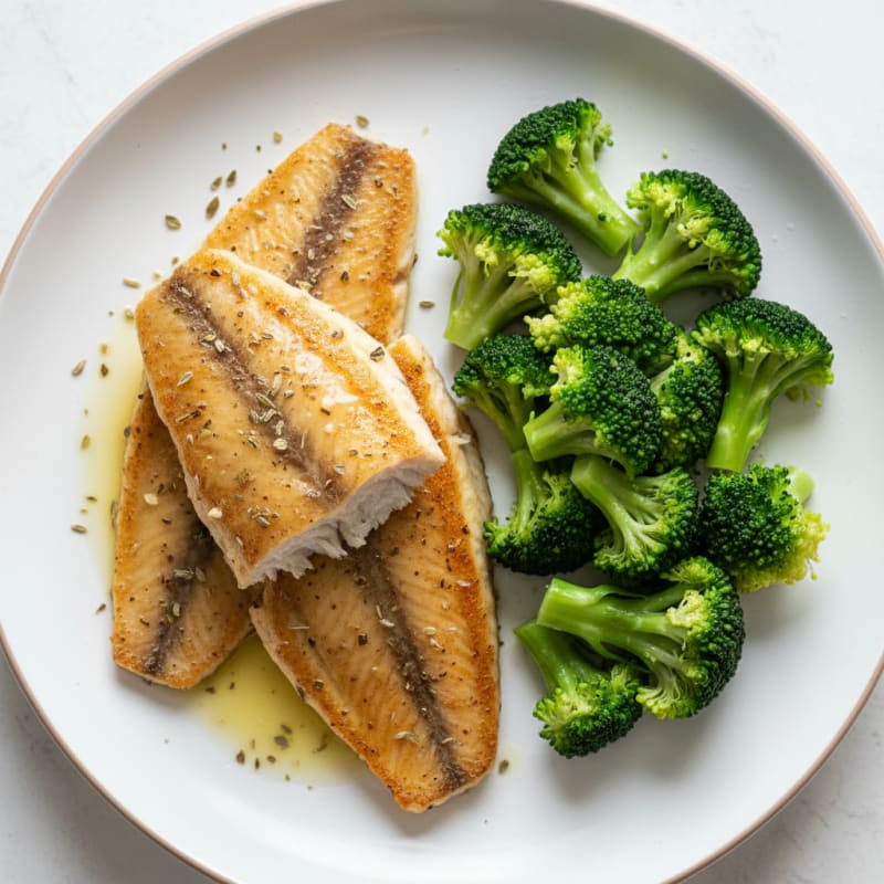 Lemon Herb Tilapia with Steamed Broccoli