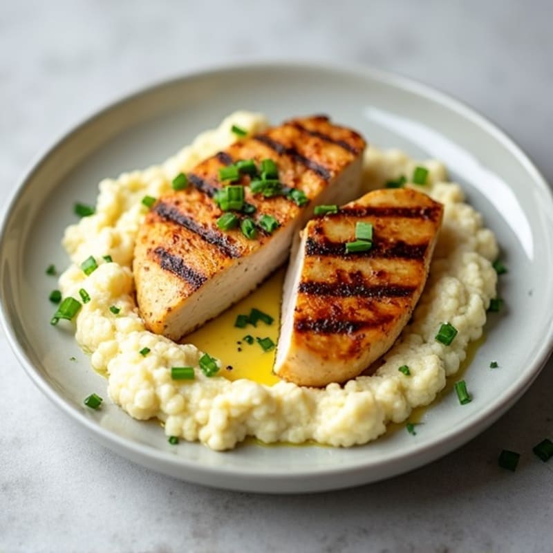 Creamy Cauliflower Loaded Mash with Grilled Chicken