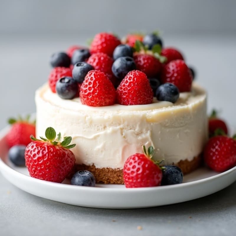 Greek Yogurt Protein Cheesecake with Fresh Berries