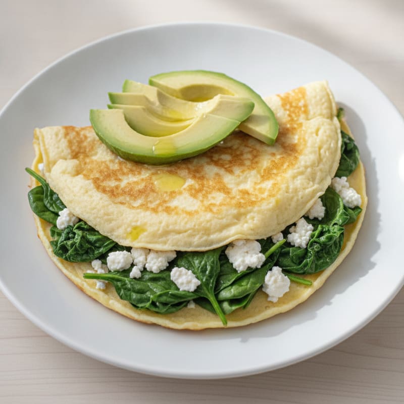 Egg White Spinach Omelette with Cottage Cheese
