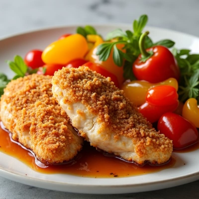 Crispy Baked Sweet and Sour Chicken with Bell Peppers