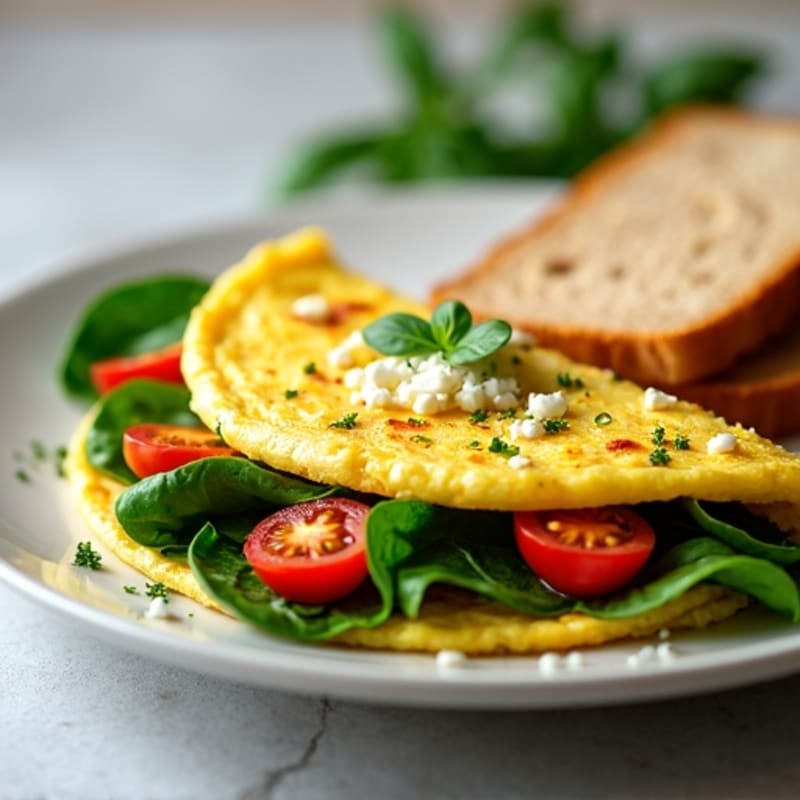 Fluffy Egg White Omelet with Spinach and Herbs