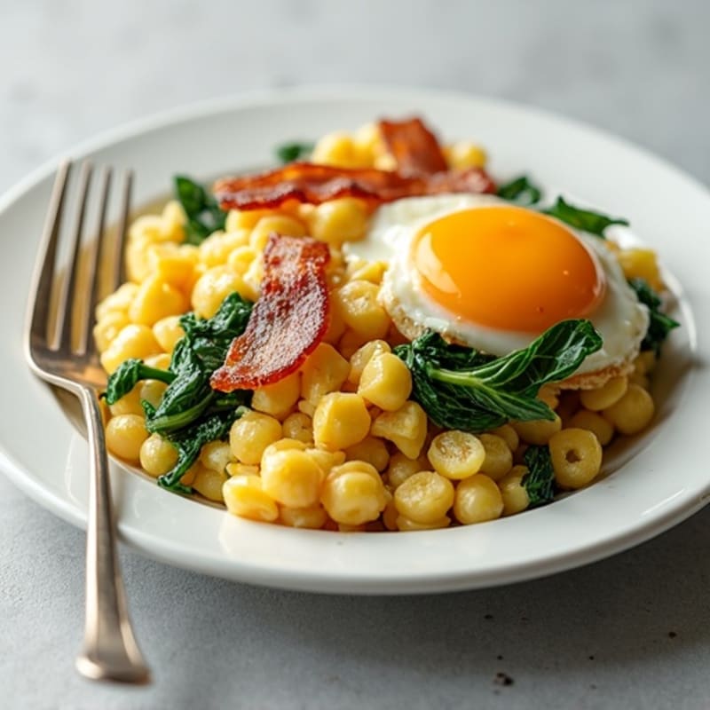 Cottage Cheese Egg Scramble with Spinach and Turkey Bacon