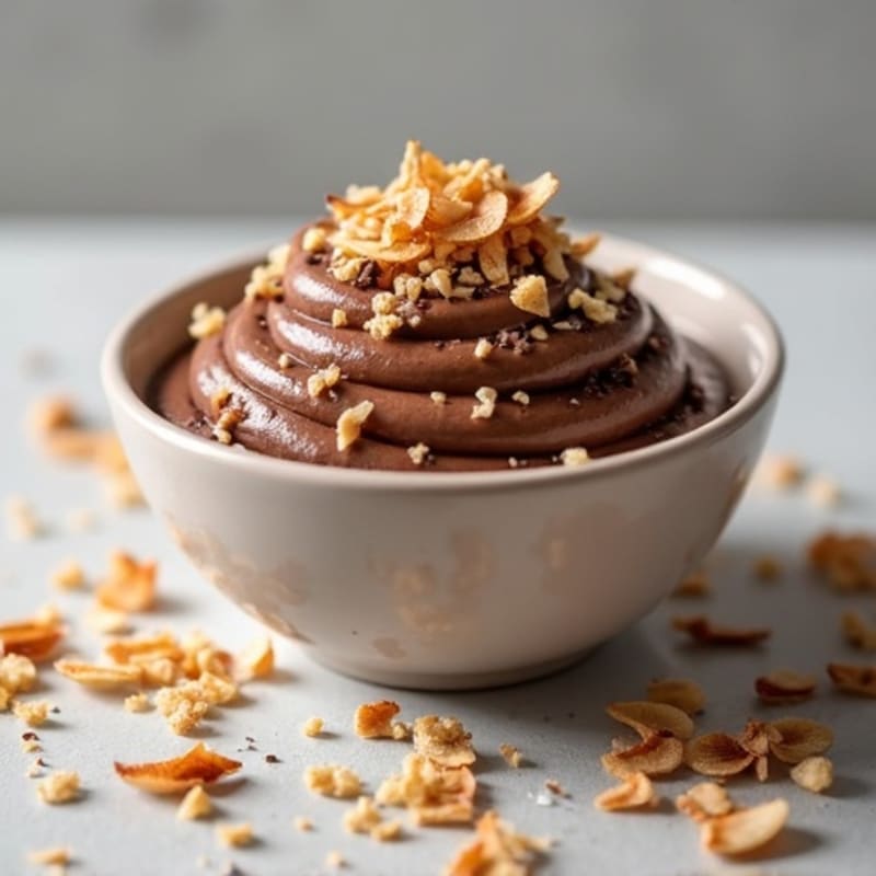 Silky Chocolate Protein Pudding with Toasted Coconut