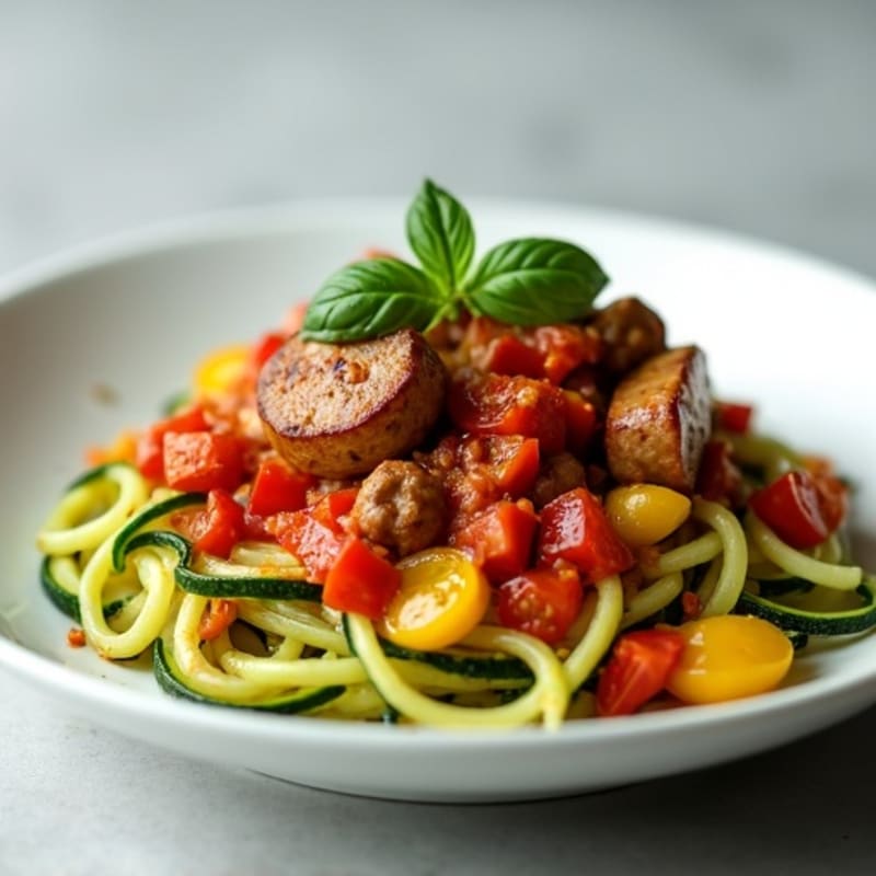 Lean Turkey Sausage Ragu with Zucchini Noodles