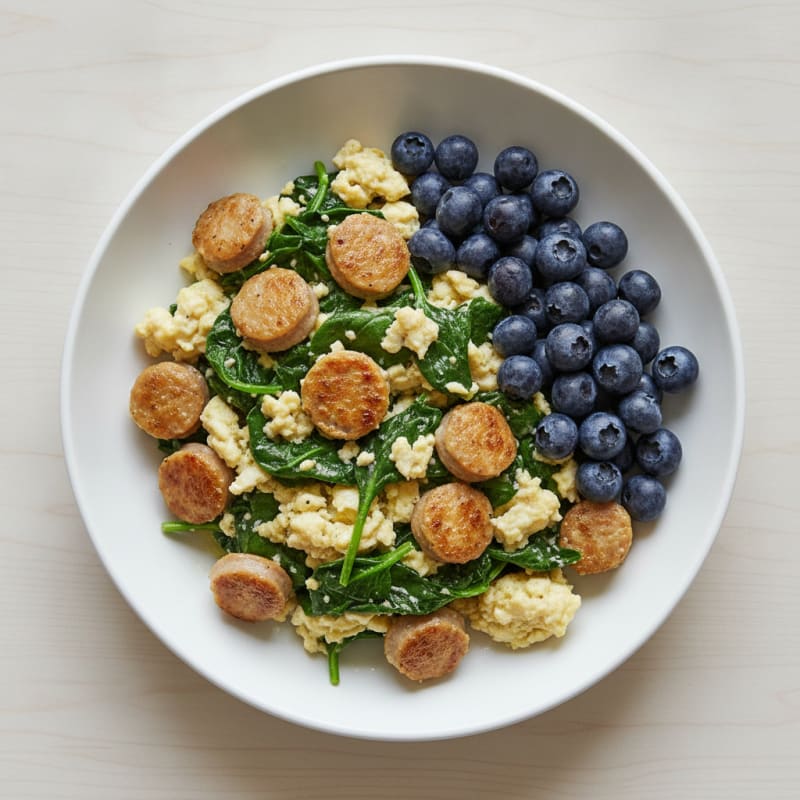 Egg White Scramble with Spinach and Turkey Sausage