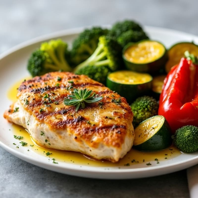 Herb-Crusted Pan Seared Chicken with Roasted Vegetables