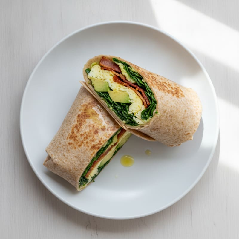 Crispy Turkey Bacon and Egg White Breakfast Wrap