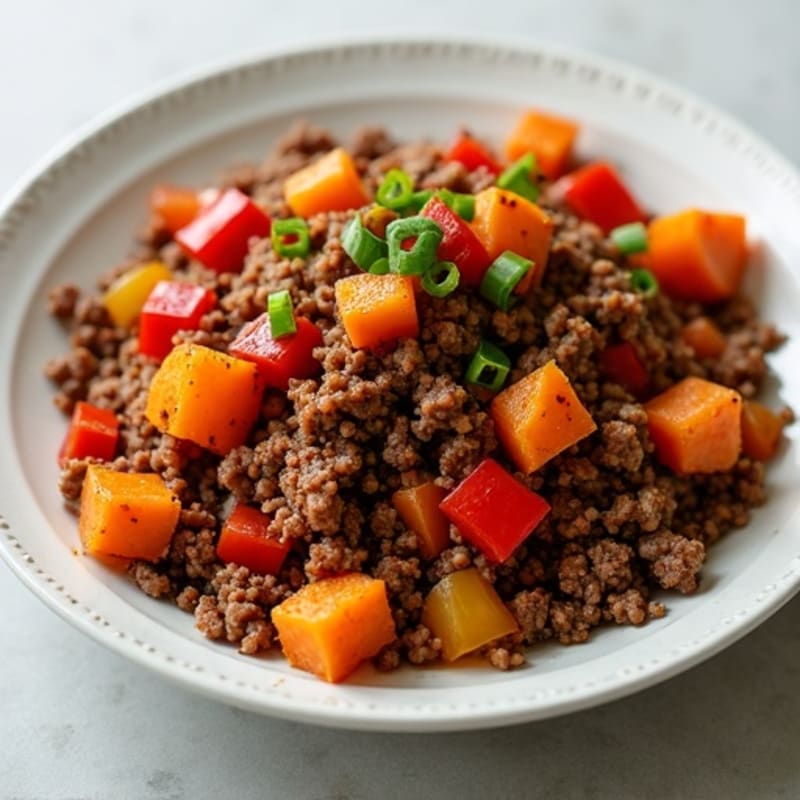 Savory Ground Beef and Sweet Potato Hash