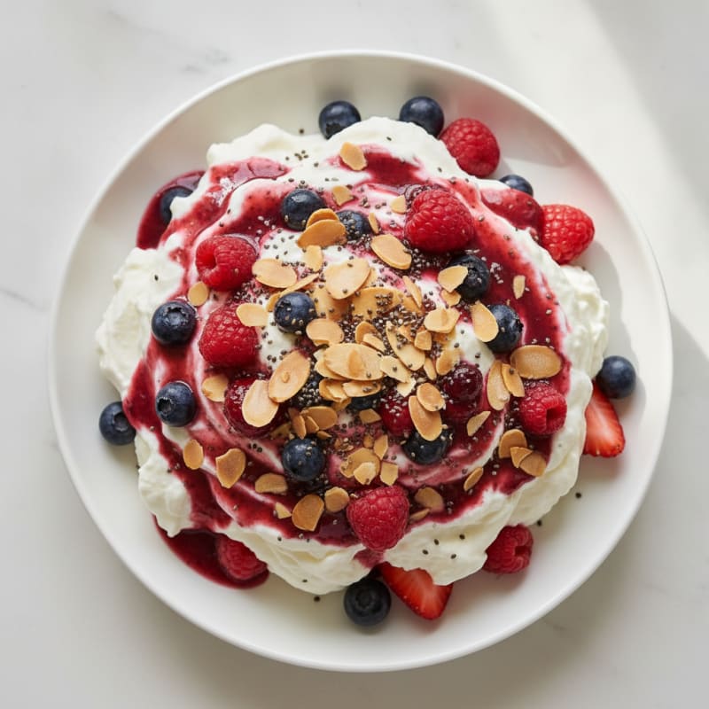 Greek Yogurt Protein Mousse with Mixed Berries