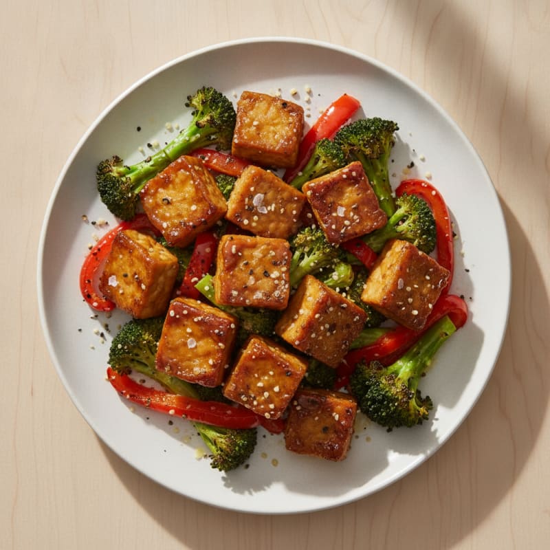 Maple-Glazed Tempeh with Roasted Vegetables