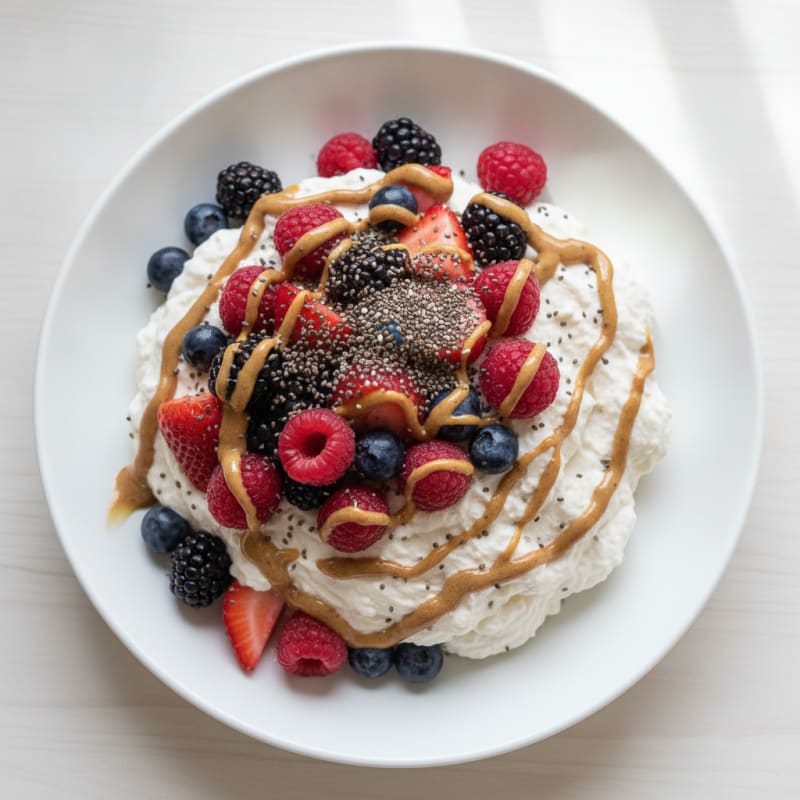 Silky Greek Yogurt Protein Pudding with Mixed Berries