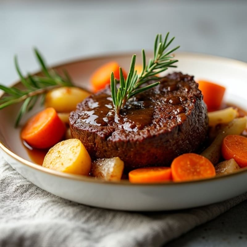 Garlic-Herb Braised Beef Pot Roast with Root Vegetables