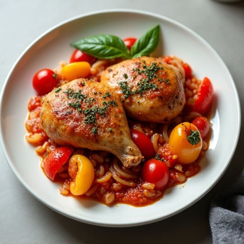 Herb-Roasted Chicken Cacciatore with Bell Peppers