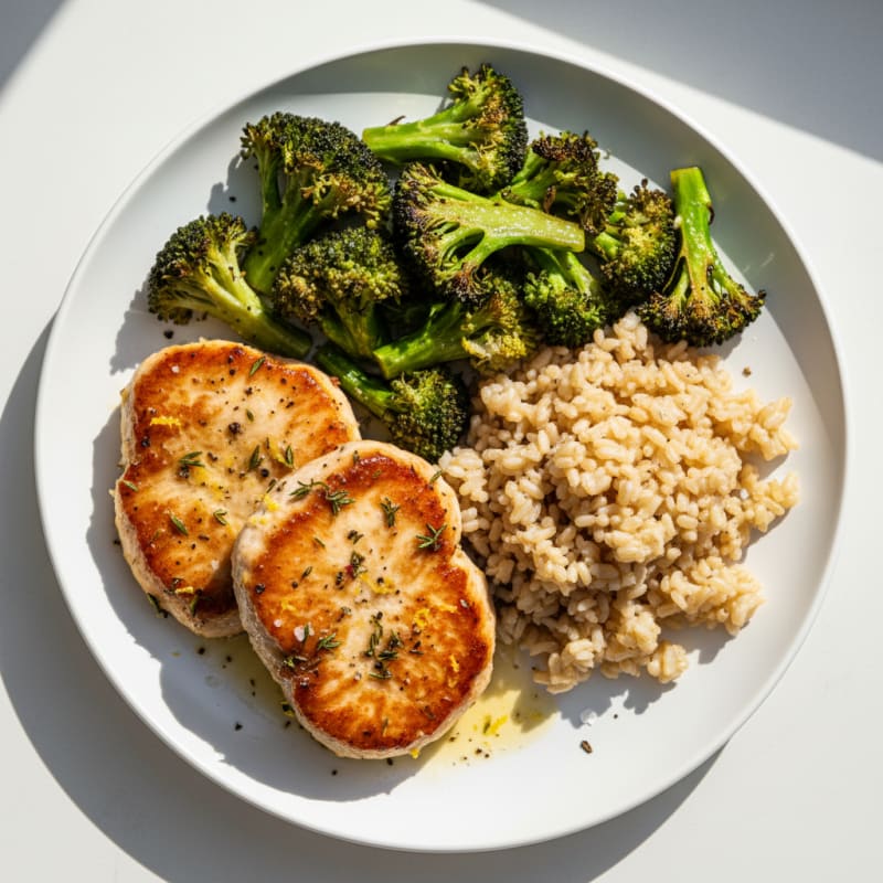 Lemon Herb Turkey Cutlets with Roasted Broccoli