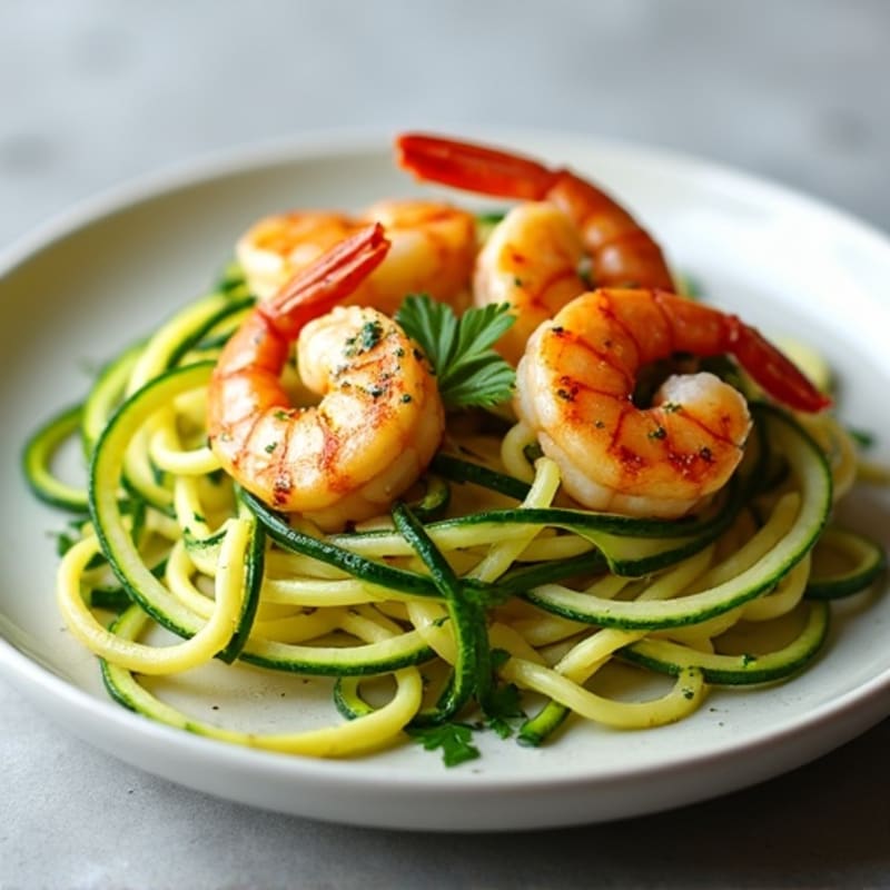 Garlic-Lemon Pan Seared Shrimp with Herb Zucchini Noodles