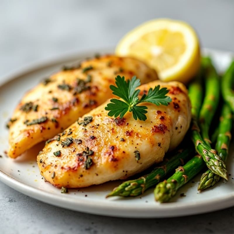 Lemon Herb Roasted Chicken with Crispy Asparagus