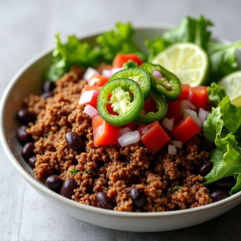 Spicy Ground Beef Taco Bowl with Fresh Salsa