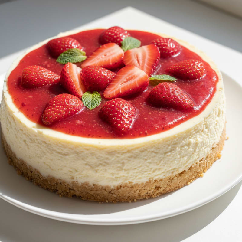 Creamy Strawberry Protein Cheesecake