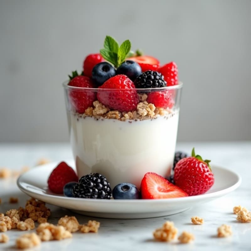 Creamy Yogurt Chia Parfait with Fresh Berries and Crunchy Granola