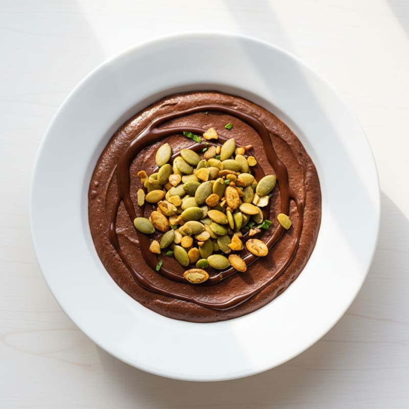 Silky Chocolate Protein Pudding with Toasted Pumpkin Seeds