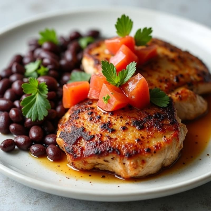 Lean Pan-Seared Chicken Thighs with Black Beans and Fresh Salsa