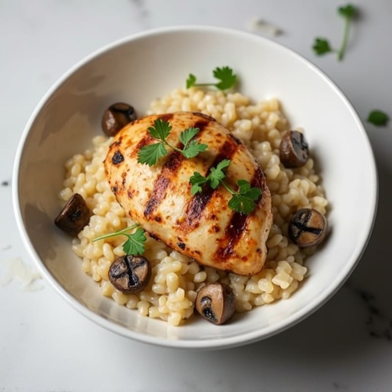 Creamy Mushroom Risotto with Grilled Chicken