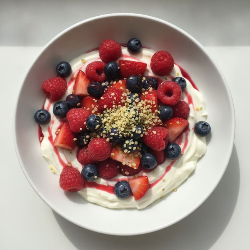 Silky Greek Yogurt Protein Pudding with Mixed Berries
